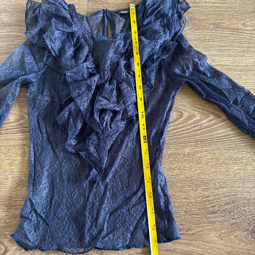 ZARA Blue Lace Ruffle Top - Picture 5 of 6